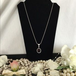 Silver 30” Snake ChainGarnet Charm